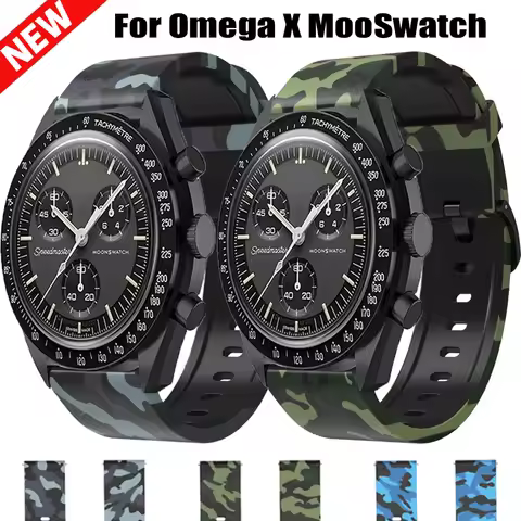 Camouflage Strap For Omega X Swatch Joint MoonSwatch Band Silicone Wristband For Amazfit GTS 3 4 4mi
