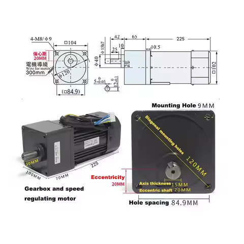 400W 6RK400RGU-CF 220V AC Gear Reducer Motor Fixed Speed Motor 6GU3K-500K CW CCW with Capacitor 2.7R