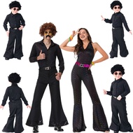 Men and Women Kids 60 70s Disco Dazzler Retro Costume Sparkle Metallic Hippie Jumpsuit Old School Dr