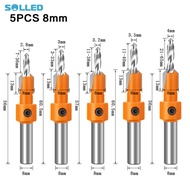5pcs Countersink Drill Bit Set With 8/10mm Shank Heavy Duty Construction Woodworking Tool For Steel Wood Plastic Sheet Metal