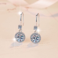 【 GRA Certificate Attached 】 1CT moissanite earrings, round tassel earrings S925 pure silver platinu