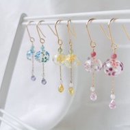 【Veverka】夏日和風 - 耳環 月光石 玻璃 水晶 鋯石