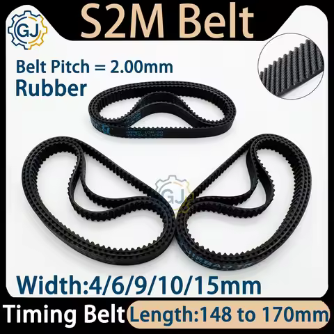 Belt Toothed S2M Rubber Timing Belt Length 148 150 152 154 156 158 160 162 164 166 168 170mm Width 4