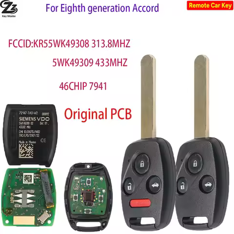 Zz PCF7941 313.8/433MHZ OriginalPCB KR55WK49308 Car Remote Control Key For Honda Eighth generation A