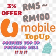 *3% DISCOUNT* U MOBILE PREPAID TOPUP RM5~ RM100