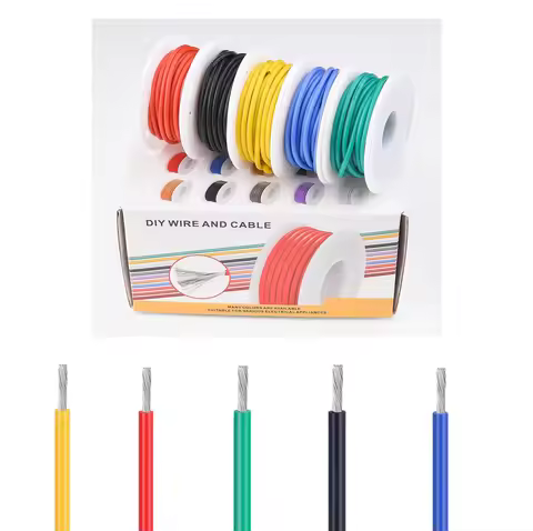 24AWG Stranded Silicone Wire Spool 5/10M Each Flexible Hook Up Wire Kit Electrical Wire Tinned Coppe