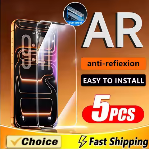 5Pcs AR Anti-Reflection Arc Edge Glass for iPhone 17 17Air 16 15 14 13 12 11 Pro Max Plus Screen Pro