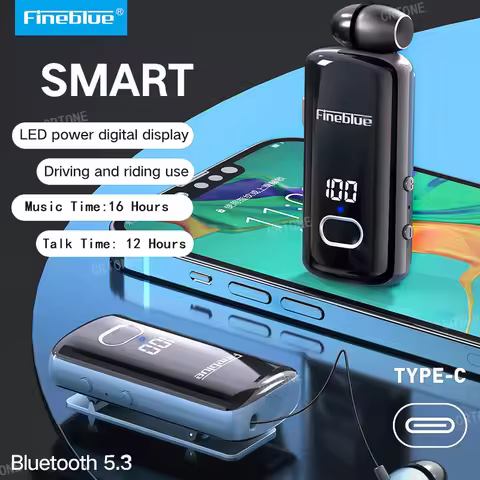 Fineblue F580 Bluetooth V5.3 Wireless Earphone Retractable Portable Headset Calls Remind Vibration S
