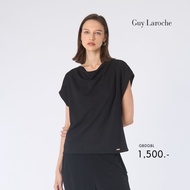 Guy Laroche Womans blouse Jersey top เสื้อผู้หญิง คอถ่วง สีดำ GBDGBL