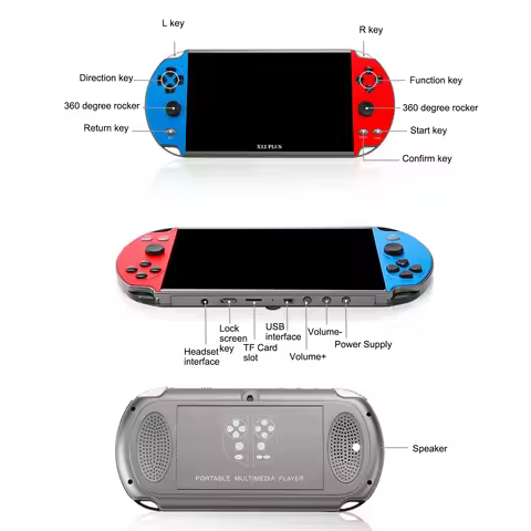 X12 Plus Portable Gaming Console, 7.0-inch HD screen, Portable Audio-Video Player, Classic Games, Ov