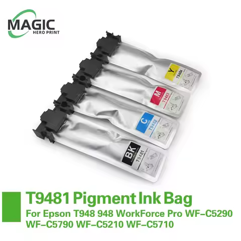 Replacement T948xl T9481 - T9484 Pigment Ink Bag With Chip For Epson T948 948 WorkForce Pro WF-C5290