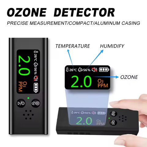 Ozone Gas Detector 3-in-1 O3 Gas/Temperature/Humidity Tester Air Quality Household O3 Gas Monitor US