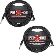 Pig Hog PC-H10BKR 1/4" Right-Angle to 1/4" Black Woven Guitar Instrument Cable, 10 Feet (2-Pack)