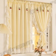 3BGL READY STOCK 1Pc Cherry Design Short Curtain With Ruffle | Half Curtain | No punching & Breathab