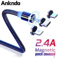 Ankndo 1M  Magnetic Charging Cable LED Micro usb Type C IOS Magnetic USB Charging Cable For Android 