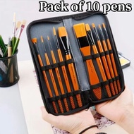 10pcs Nylon Brushes Gouache Watercolor Oil Painting Acrylic Brush Set Art Painting Tools