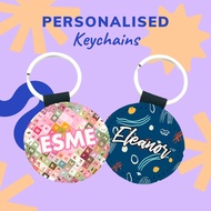 SG SELLER- Customised Keychain Personalised Name Round Keychain Key Tag Bag Charm Customised Gifts