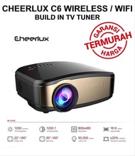 Proyektor Cheerlux C6 Proyektor WIFI Anycast Airplay TV Tuner Projector Miracast Multimedia Proyektor Presentasi Kantor Usaha Cafe Game Universal Android iOS Mini Projector For iphone Android Smart Phone Wireless Projector Portable With HDMI USB