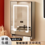 【weizhi】Simple Small Size Single 40 Wall-Mounted Full Mirror Bathroom Cabinet with Bathroom Mirror Cabinet Smart Towel Bar Qmb8