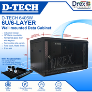 D-Tech 6406 6U Wallmounted Data Cabinet W=600 * D= 450 * H=1FT W/ 2pcs Fan PDU 6-Slot 1U Universal T