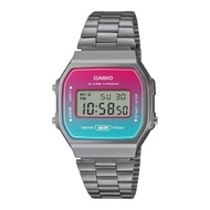 [𝐏𝐎𝐖𝐄𝐑𝐌𝐀𝐓𝐈𝐂] Casio A168WERB-2A  A168WERB Adjustable Grey Ion IP Stainless Steel Strap Men Women Watc