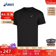 亚瑟士ASICS运动T恤男子反光夜跑短袖透气舒适上衣 2011D069-001 黑色 L