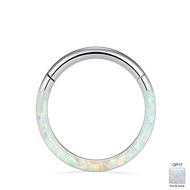 1Pc G23 Titanium 6-12mm Opal Nose Ring Hoop Septum Clicker Hinged Segment Ear Cartilage Tragus Helix