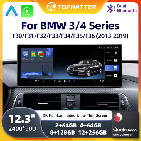 Carplay For BMW 320i 428i F30 F31 F32 F33 F34 F35 2K HD Screen 12.3in Multimedia Android14 ID9 Playe