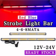 Lampu Led Lori 24v 12v Strobe Light Bar 15 Modes Emergency Light Bar Flash Waterproof Warning Light Amber 4 6 8 COB Truck Light