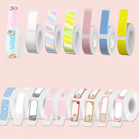 1Roll Q30 D30 D32 D35 Adhesive Label Maker Paper for Name Sticker Thermal Rolls Ticket Self-Cut Tag 