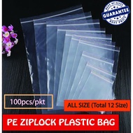 (BIG SIZE) [9x14",10x16",12x18",14x20", 16x22"]  PE Plastic Zipper Zip Bag Ziplock Bag 100pcs/pkt