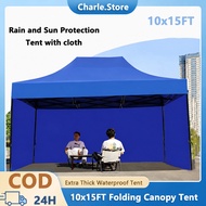 10x15 FT Canopy Tent With Side Folding Retractable Tent Waterproof For Car Parking Night Market 10x2