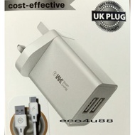 WK Design WPU56  Dual USB Port Adapter Charger 2.0A MAXSPEED USB Charger For OPPO A17 A12 A11K VIVO 