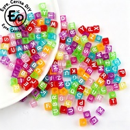 Transparent English Hollow Square Beads 6-9mm Color Early Education Letter Beads Kids DIY Jewelry Ac