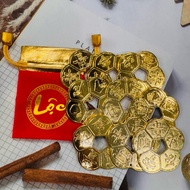 [ Lucky ] combo of 9 feng shui 4.5cm gold-plated apricot flower coins (for women)