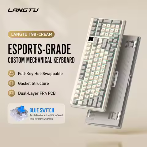 LANGTU T98 Wired Mechanical Keyboard 98-Key Hot-Swap Gasket Structure Mini Display RGB Backlit Gamin