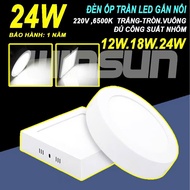 LED ceiling lights 12W, 18W, 24W round, square. 12-month replacement warranty