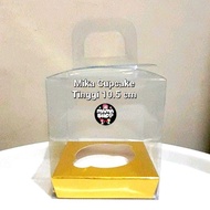 Clear Mica Cupcake Box Souvenir Box Single Carrying Gold Cupcake Box Cake contains 1 cupcake