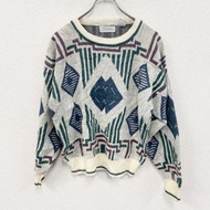 90年代古著軒尼詩腈綸針織衫，復古款，滿版印花，顏色， M碼