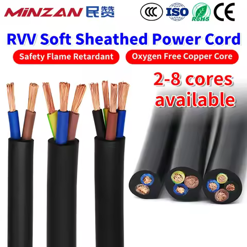IEC Standard Flex RVV Cable Wire Cooper Conductor 3x1.0mm 3*1.5mm 3*2.5mmmm Extension Cord For Audio