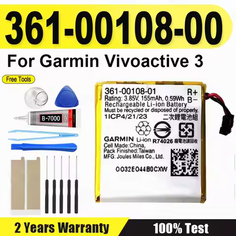 361-00108-00 New Replacement Watch Battery 160mAh 361-00108-00 For Garmin Vivoactive 3, Vivoactive 3
