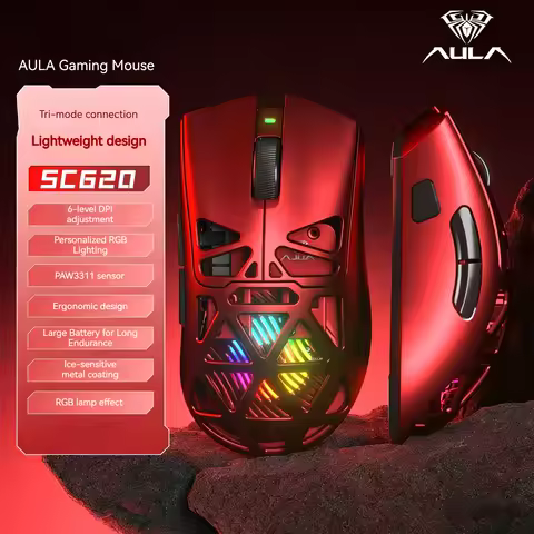 Aula SC620 Gaming Mouse PAW3311 Tri-mode Rechargeable Adjustable DPI Mouse for Desktop Laptop