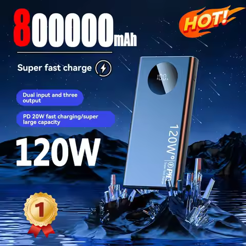 80000mAh High Capacity Power Bank 120W Super Fast Charging Powerbank Portable Battery Charger For iP
