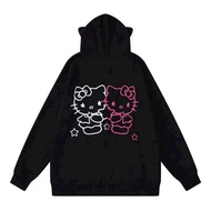 Áo Khoác Mèo Con Thun Nỉ len Tay dài Nữ - Áo Hoodie Zip Có Nón Mũ 2 Lớp Phối Tai Meo Form Rộng Top Đ
