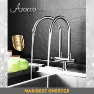 Atocco 304 Stainless Steel Twin Double Pillar Mounted Tap Sink Tap Water Tap Kitchen Tap