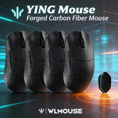 WLMOUSE YING Forged Carbon Fiber Wireless Mouse Gaming Mouse PAW3950HS 8K Gaming Mouse Custom PC （OM