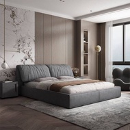 HOMIE LIFE เตียงผ้า ผ้าเทคโนโลยี เตียงติดพื้น Solid Wood เตียงติดพื้น ฐานเตียง 6 ฟุต 5 ฟุต H08