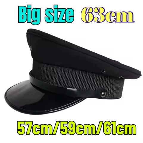 57/59/61cm Big Size Men Military Hats 63cm Germany Officer Visor Cap Big Head Navy Army Hat Cosplay 