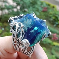 日光螢石原礦手工銀戒 純銀戒指~藍綠之間~ Fluorite Silver Ring
