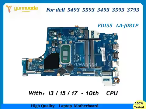 FDI55 LA-J081P For DELL Inspiron 5493 5593 3493 3593 3793 Laptop motherboard with i3-1005G1 i5-1035G